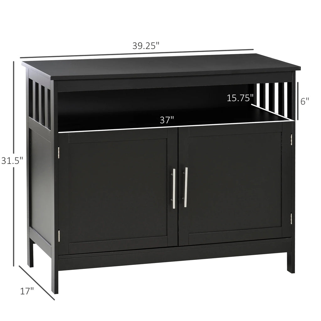 Black Wooden Kitchen Buffet Sideboard with Cabinet and Shelf F28038