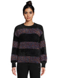 Metallic Stripe Pullover Sweater with Long Sleeves Y72347