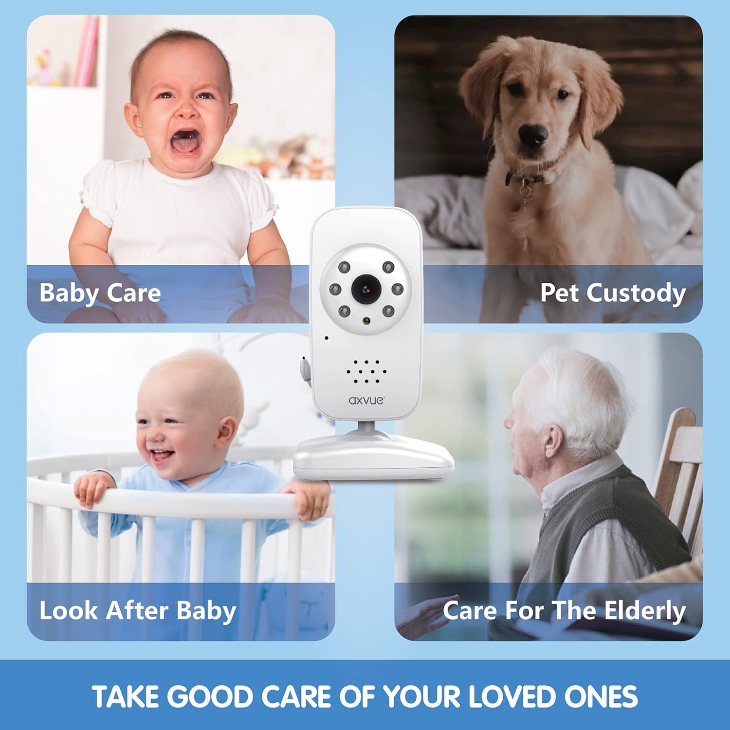 Video Baby Monitor with 2 Cameras, Large Vertical Screen, 1000ft Range, Auto Night Vision, Temperature Alert D377