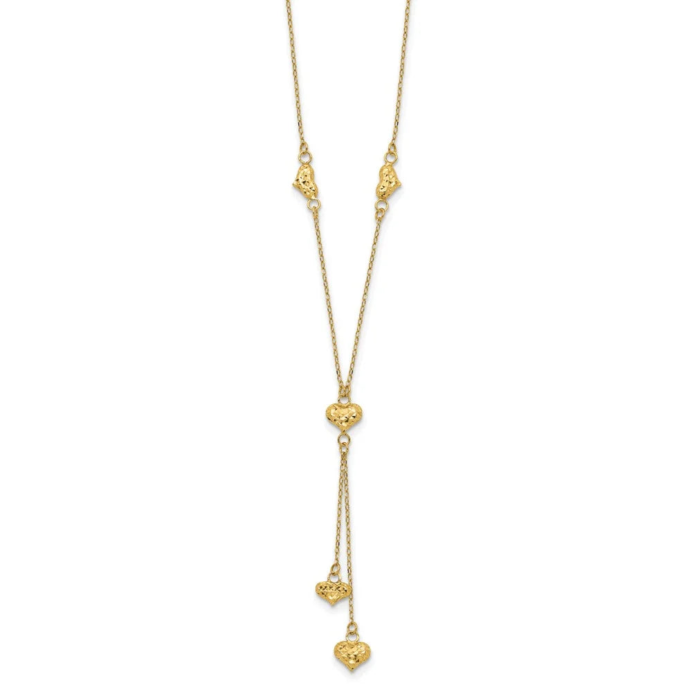 14 Karat Yellow Gold Diamond-cut Y-Necklace with 2-inch Extension W748