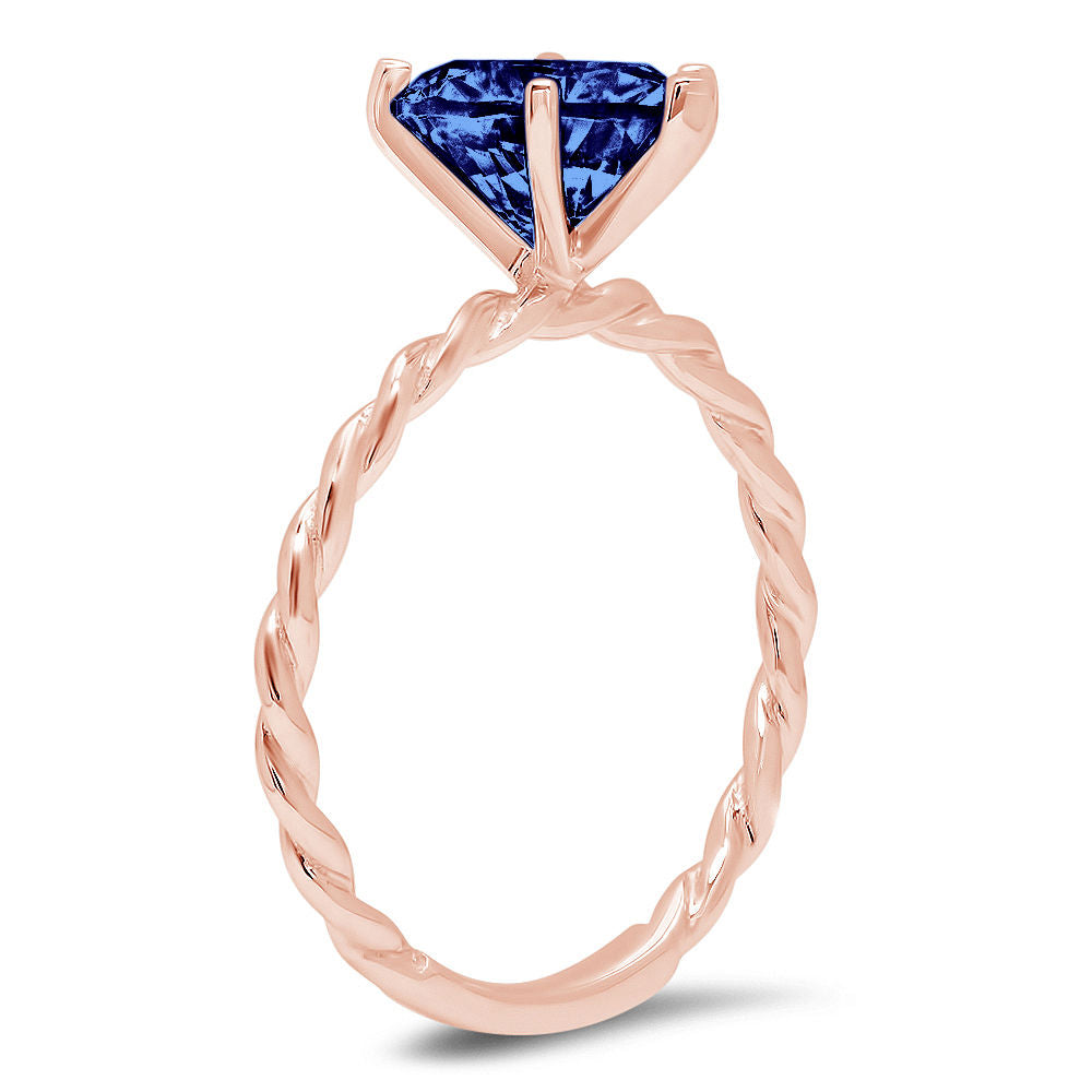 Heart Cut Blue Simulated Tanzanite 18k Rose Gold Ring Size 10.5 B14549