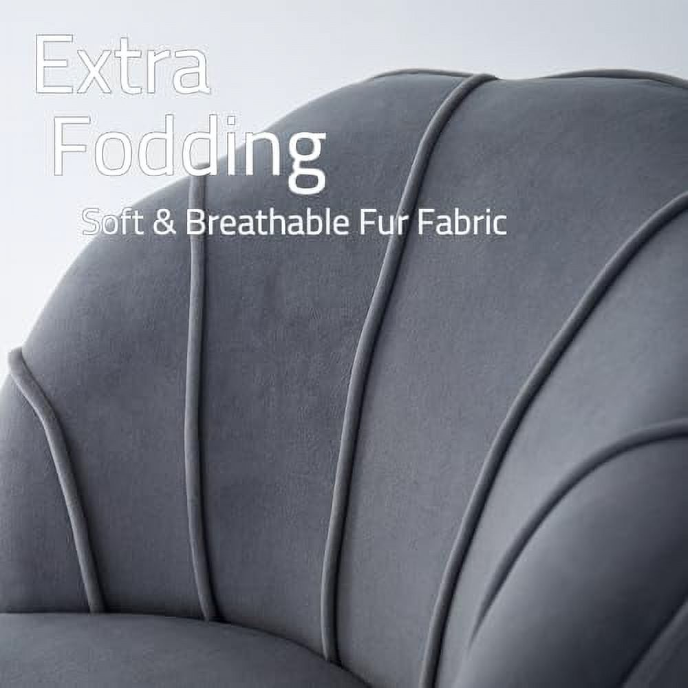 Grey Velvet Wingback Accent Chair with Ottoman D631702