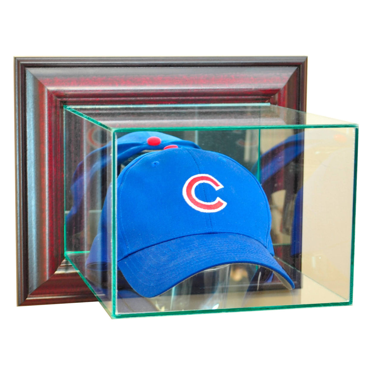 Cherry Finish Wall Mounted Cap and Hat Display Case T490