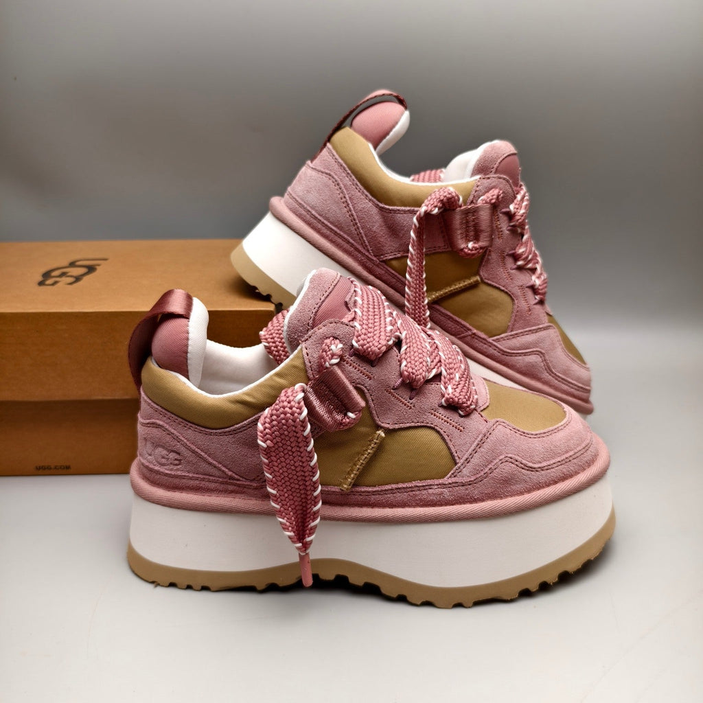 Pink Chunky Sole Dad Sneakers — Lace-Up | New Arrival | In Stock