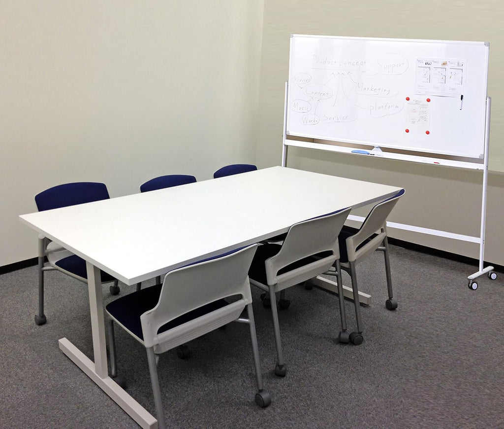 32 x 48 Inches Double Sided Height Adjustable Rolling White Board with Casters I599248