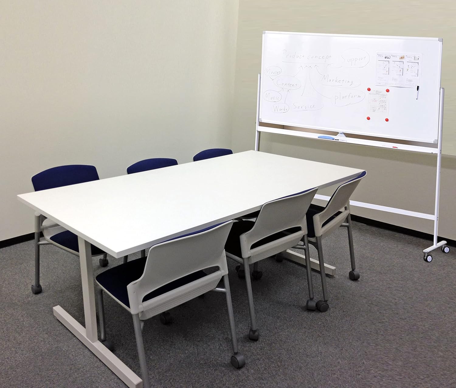 32 x 48 Inches Double Sided Height Adjustable Rolling White Board with Casters I599248