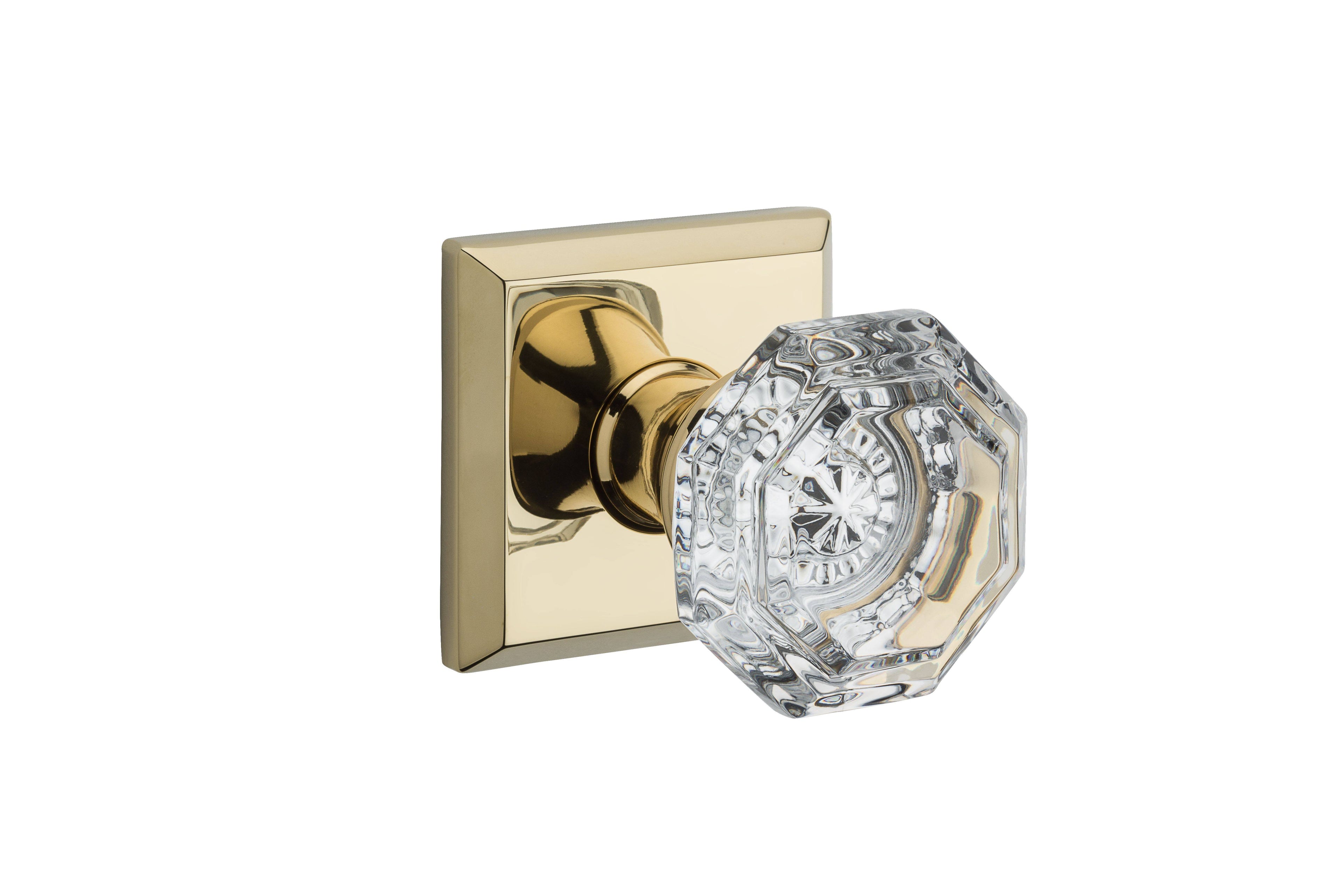 Passage Crystal Knob with Square Rose Brass Finish V89535