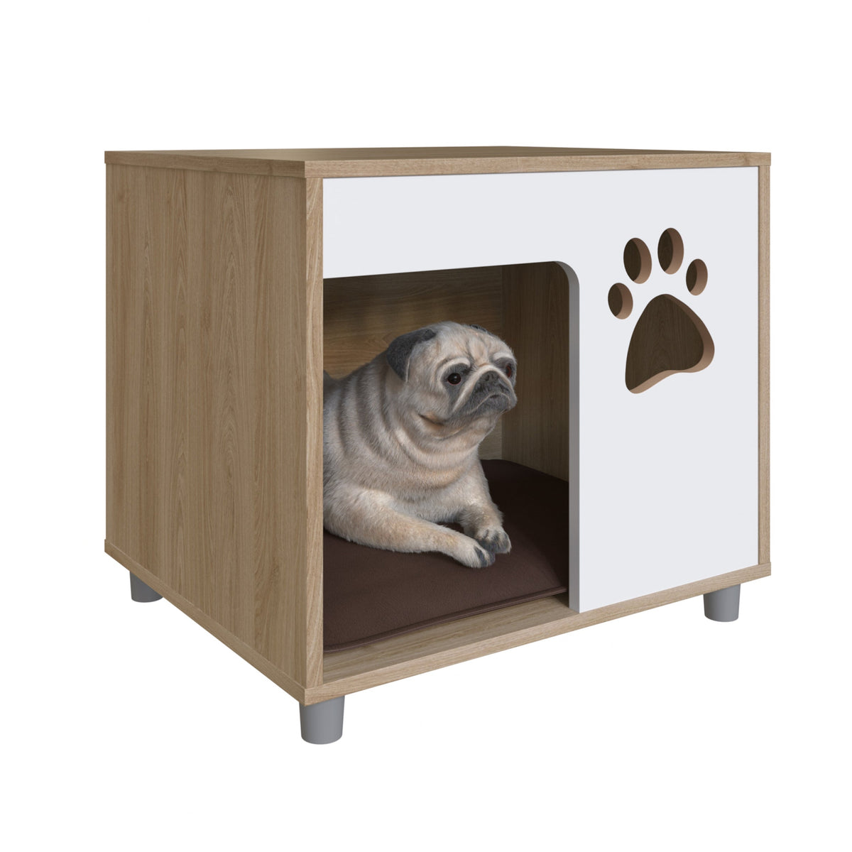Brown Faux Leather Pet Bed End Table T4687