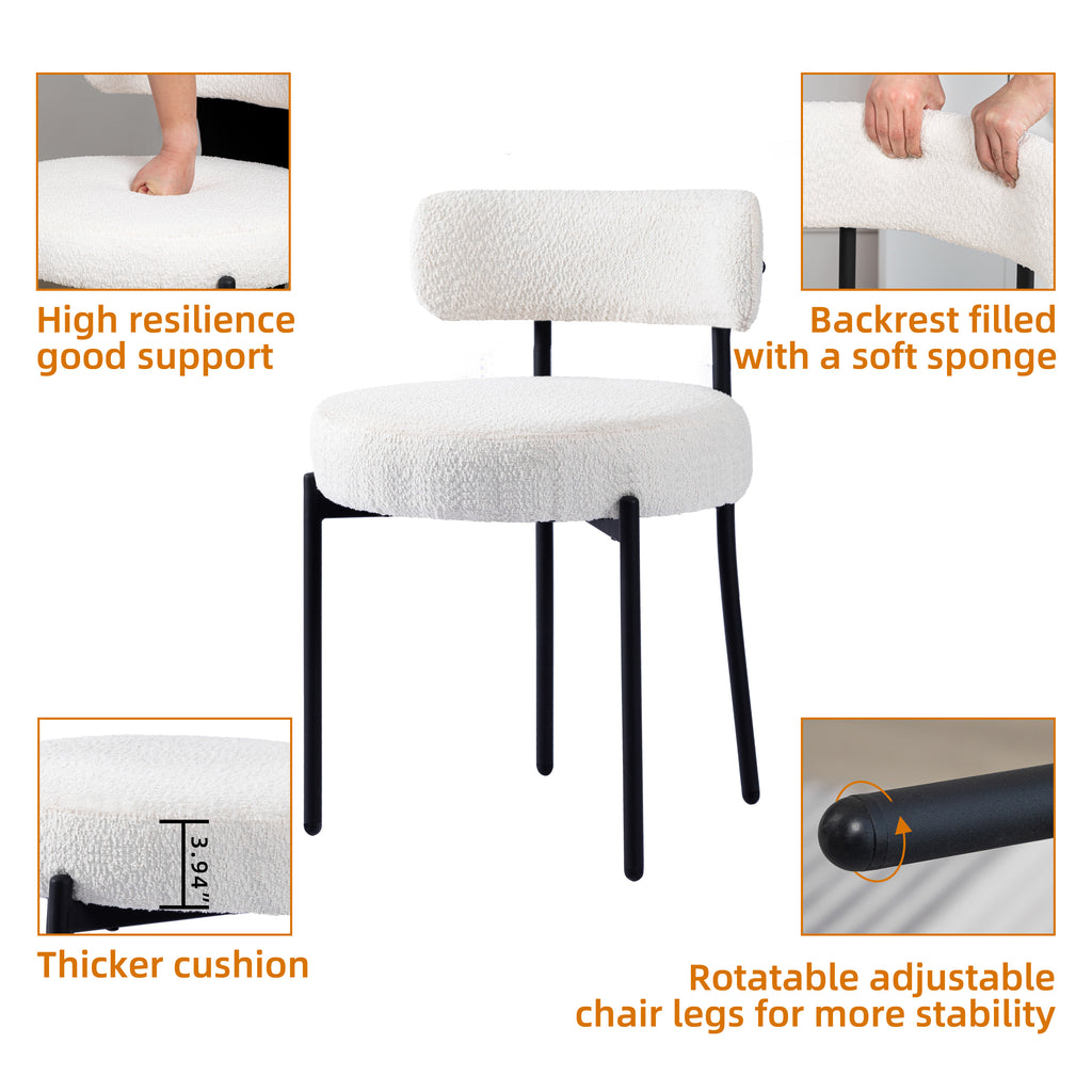 White Boucle Dining Chairs Set of 2 M5717