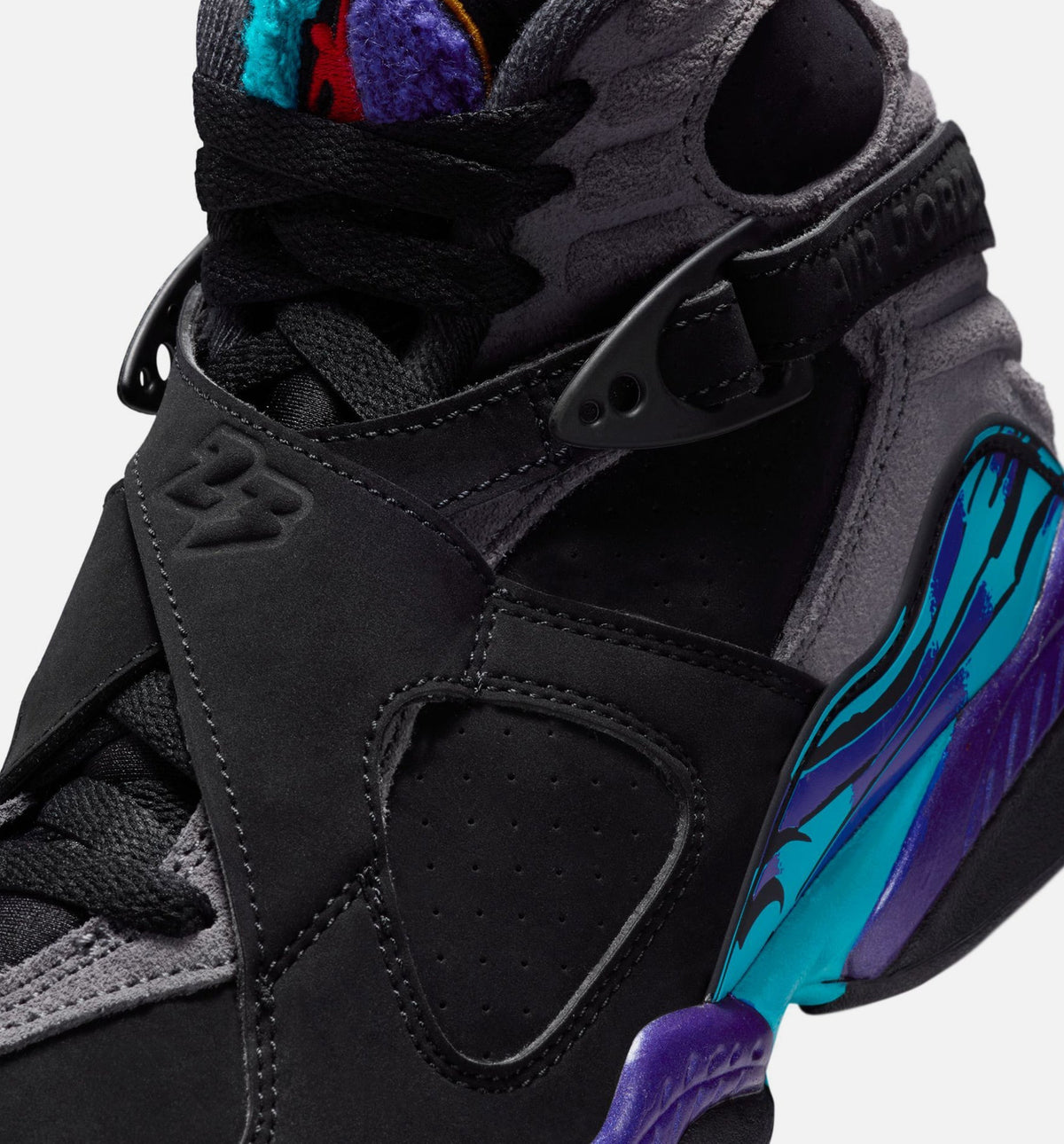 Air Jordan 8 Retro Aqua Grade School Sneakers - Black/Multi-Color/Bright Concord