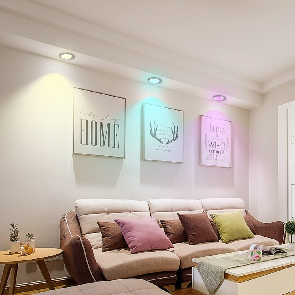 8 Pack LED Dimmable Under Cabinet RGB Puck Lights with Remote Y8344