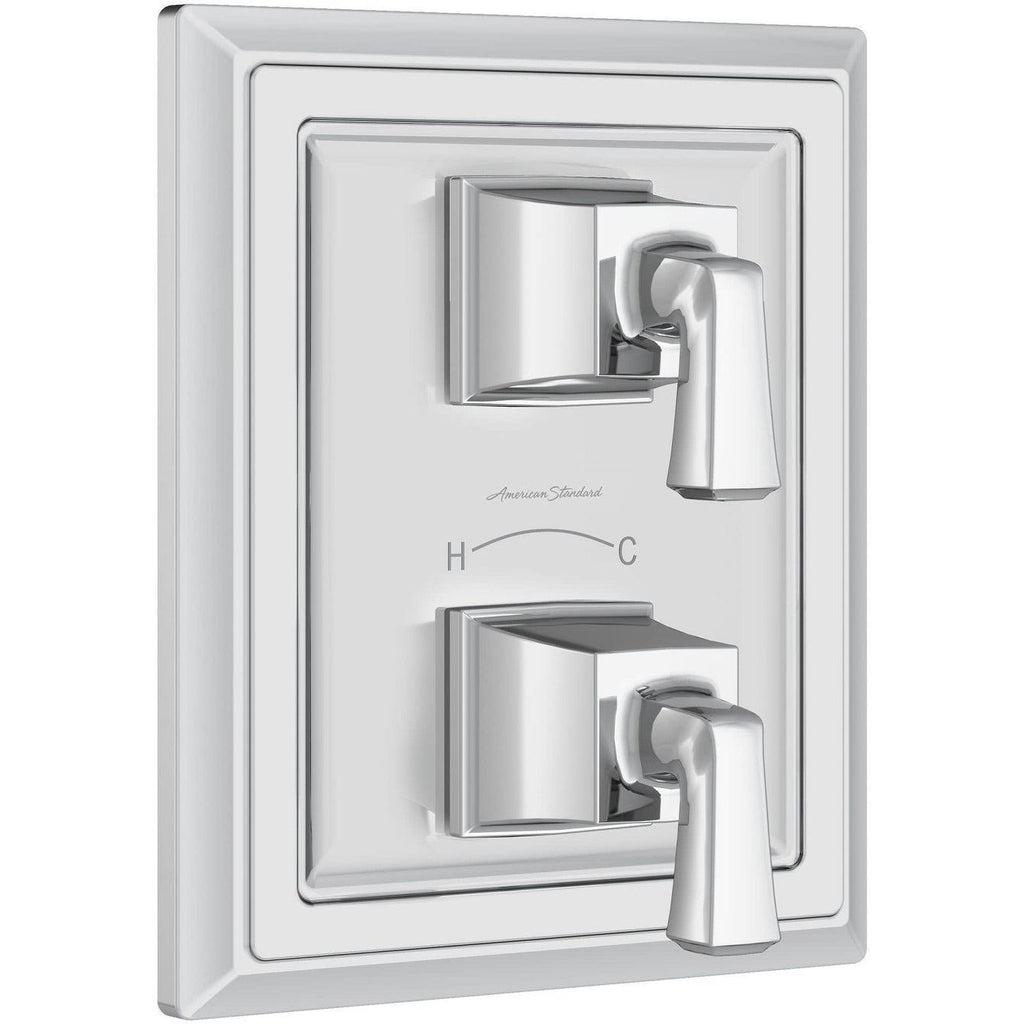 Polished Nickel Two-Handle Thermostat Shower Valve Trim Kit F7446