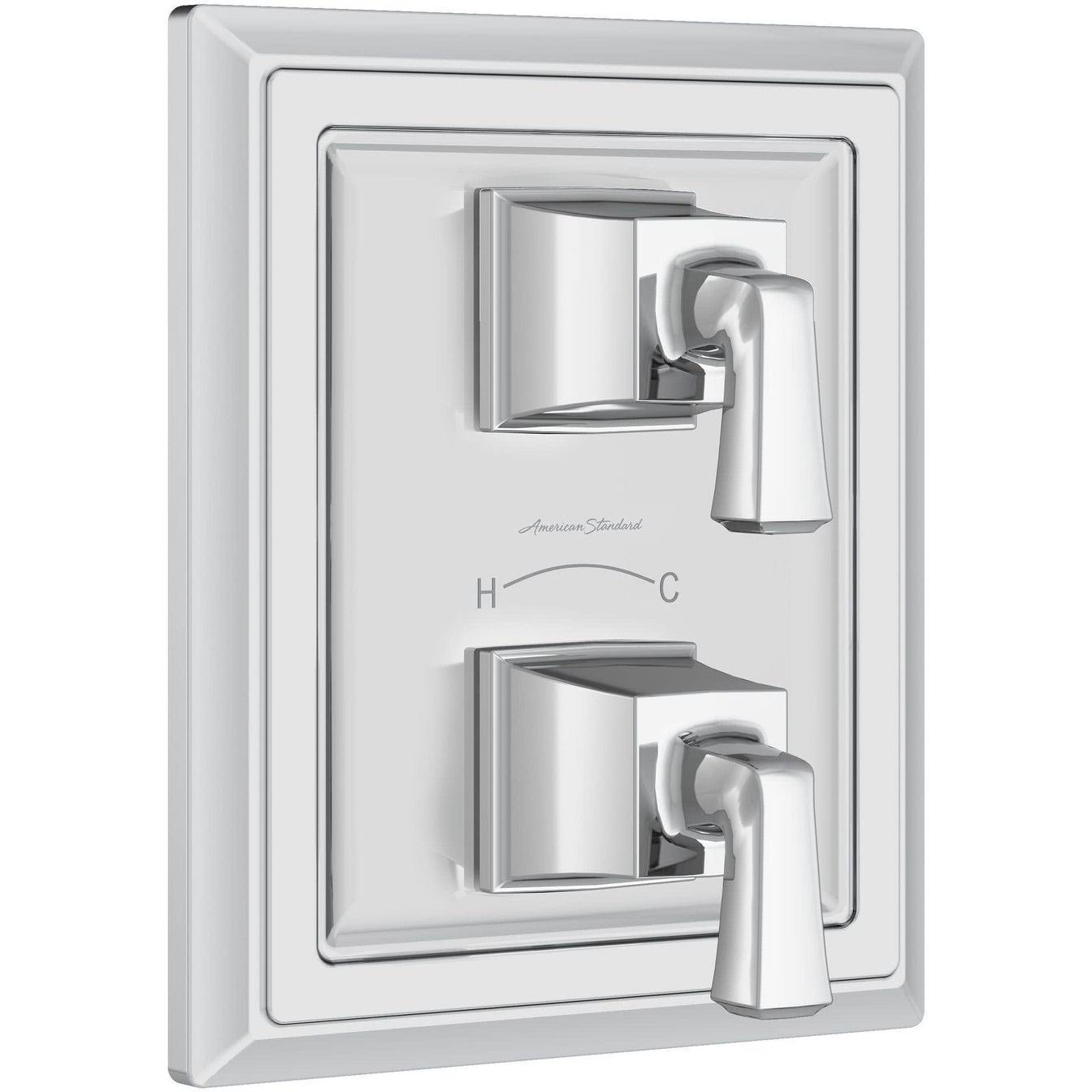 Polished Nickel Two-Handle Thermostat Shower Valve Trim Kit F7446