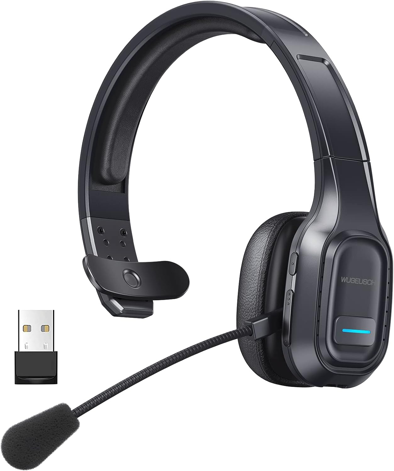 Wireless Headset with Microphone, Noise Canceling On-Ear Headphones with USB Dongle, 32H Talk Time J47280