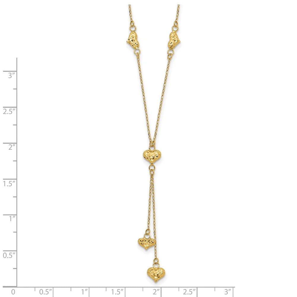 14 Karat Yellow Gold Diamond-cut Y-Necklace with 2-inch Extension W748