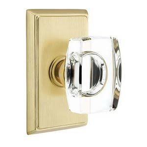 Satin Brass Privacy Door Knob with Rectangular Rose J35231