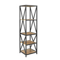 Tall X-Frame Metal and Wood Media Bookshelf A54883