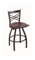 25x22 Swivel Counter Stool with Black Wrinkle Finish and Dark Cherry Maple Seat Z254020