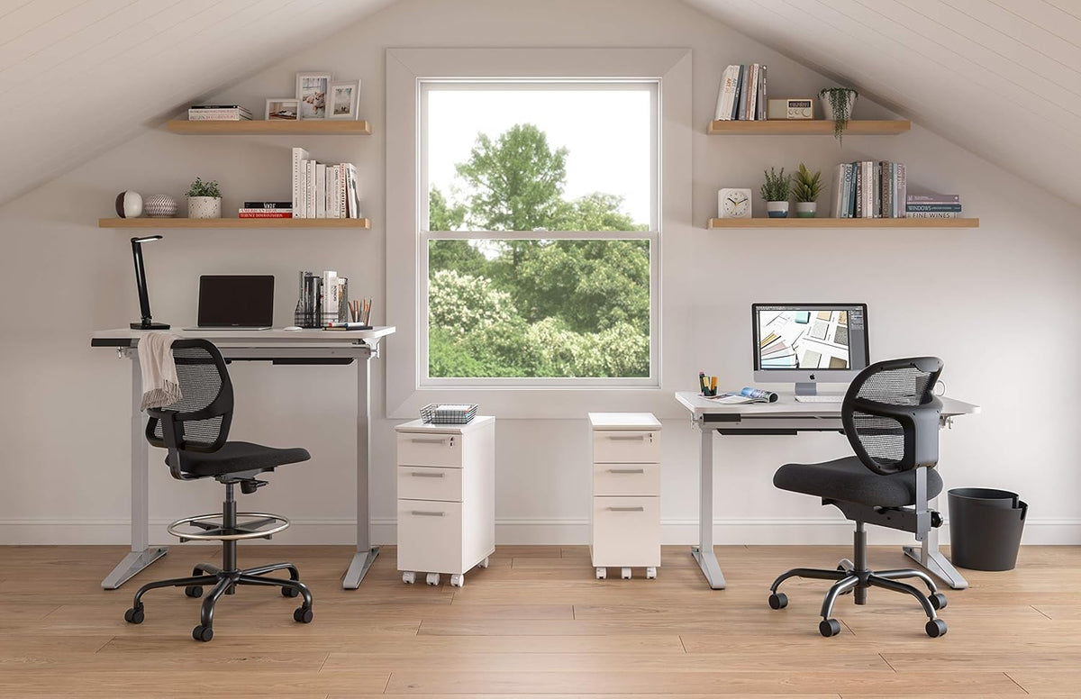 Electric Height Adjustable Sit to Stand Desk, White D4796