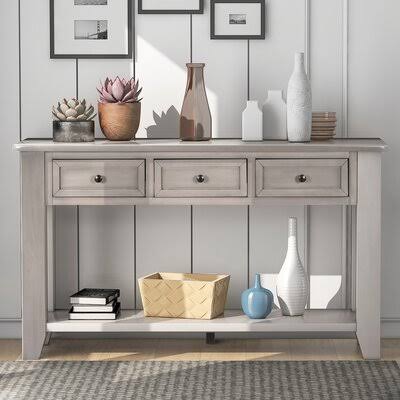 Antique White 3 Drawers Console Table O38660