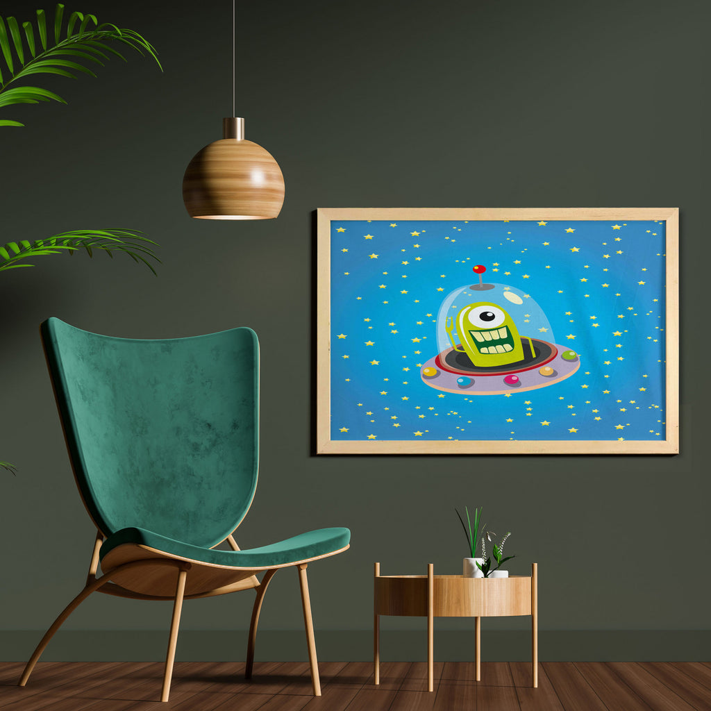 Multicolor Printed Fabric Space Wall Art with Frame, 35" x 23" D5391