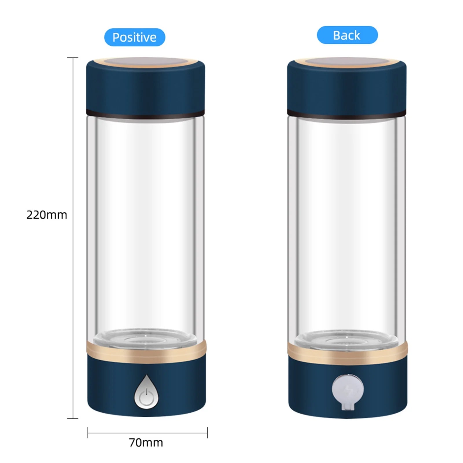 420ml Rechargeable Hydrogen Water Bottle Glass Cup O137361