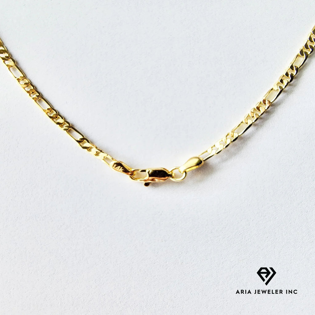 14k Bonded Gold Necklace with Red Rose Pendant, 14K Figaro Chain Necklace G607133