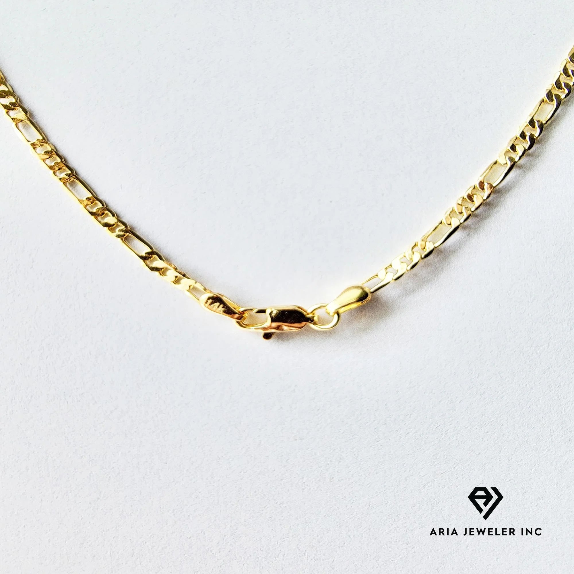 14k Bonded Gold Necklace with Red Rose Pendant, 14K Figaro Chain Necklace G607133