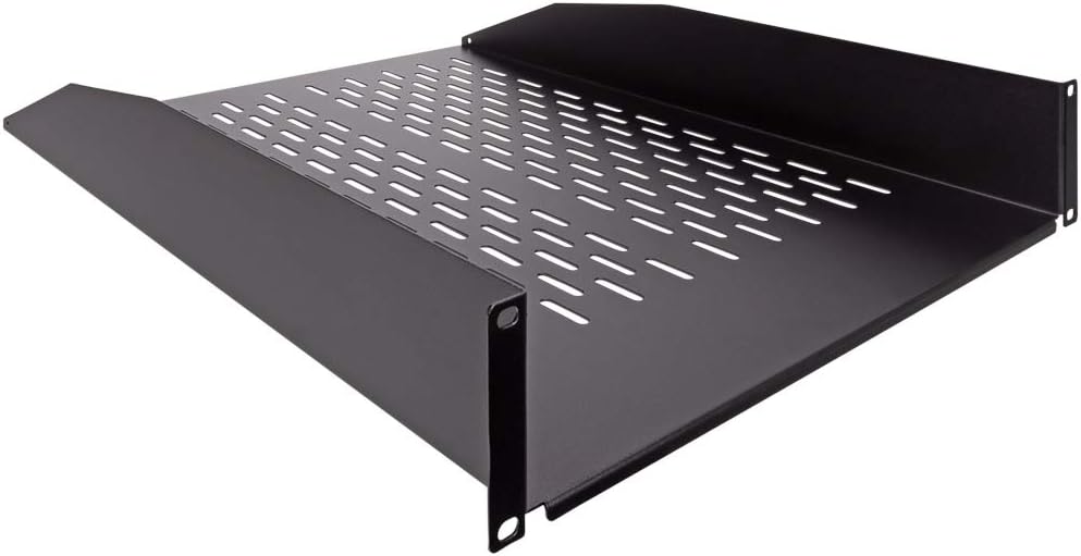 2U 19-Inch Heavy Duty Vented Rack Mount Cantilever Fixed Server Cabinet Shelf Black M460714