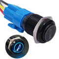 16MM 12V Car Horn Push Button Blue LED Lighted Momentary Metal Toggle Switch M99663