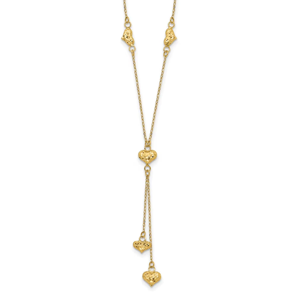 14 Karat Yellow Gold Diamond-cut Y-Necklace with 2-inch Extension W748