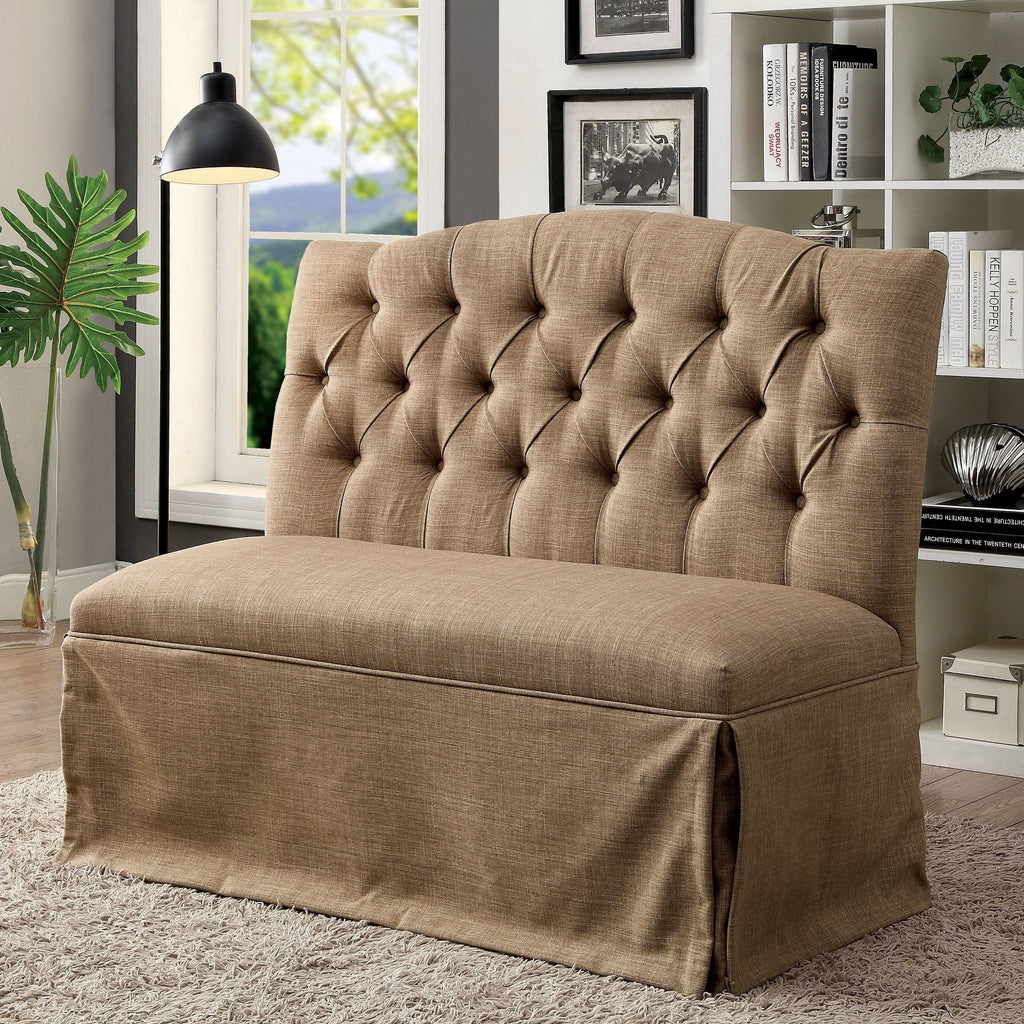 Dark Grey Fabric Tufted Loveseat F318651