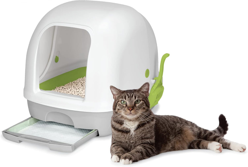 Hooded Cat Litter Box System Starter Kit with Pads & Pellets Pack of 2 D298994