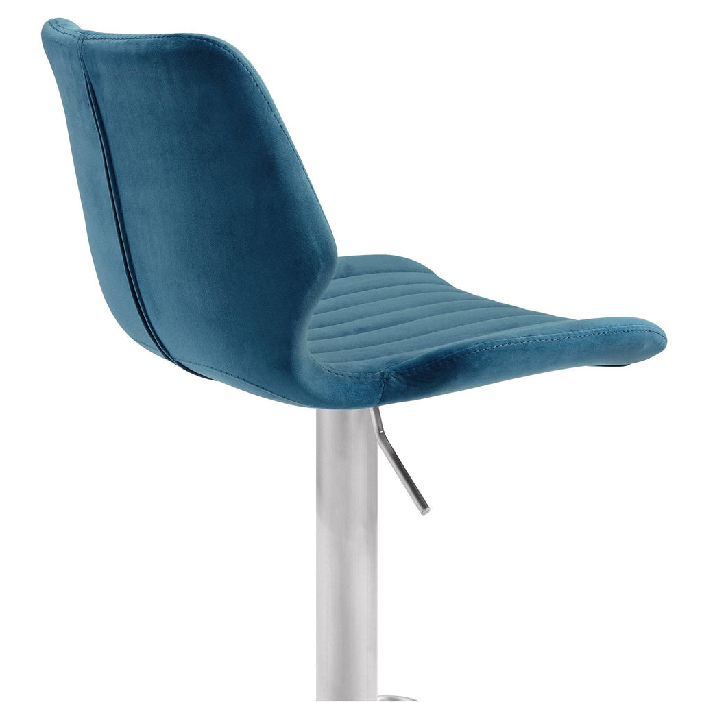 Pink Velvet and Brushed Stainless Steel Bar and Counter Stool H535444