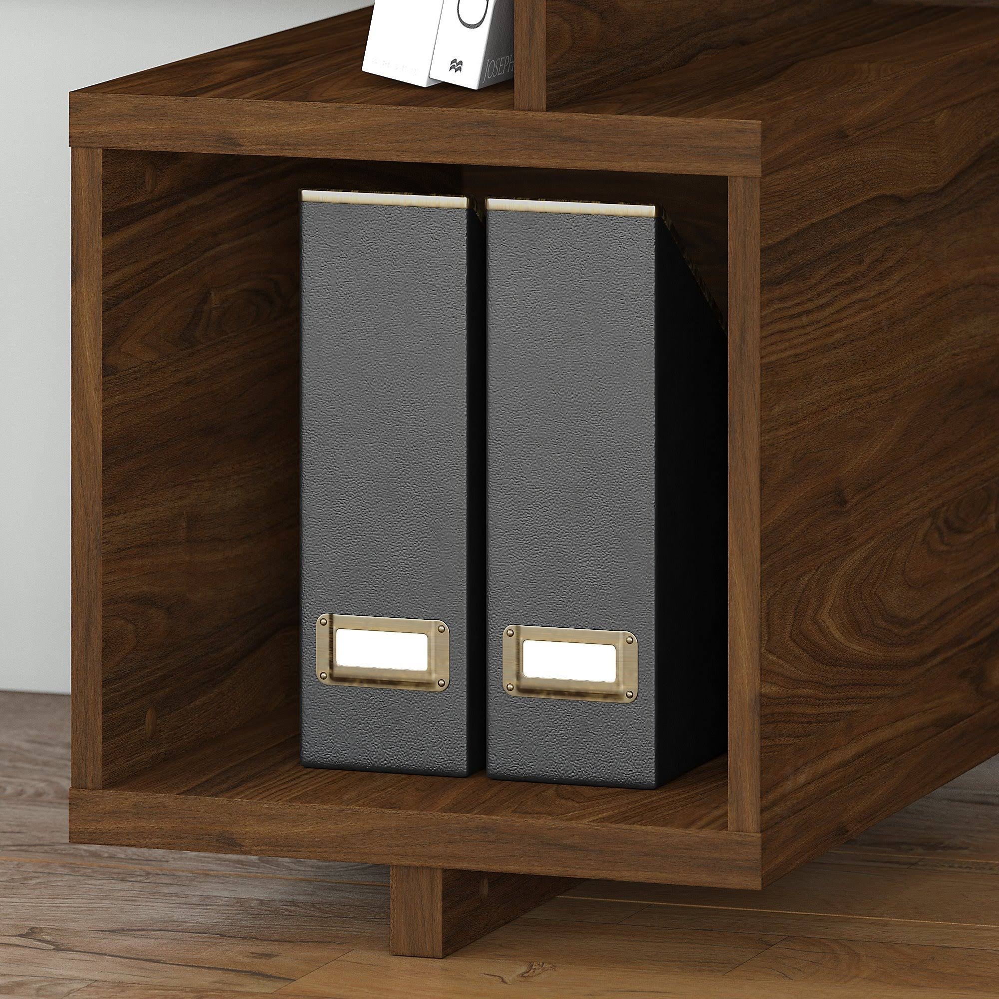 Modern Gray Writing Desk with Low Bookcase C1701