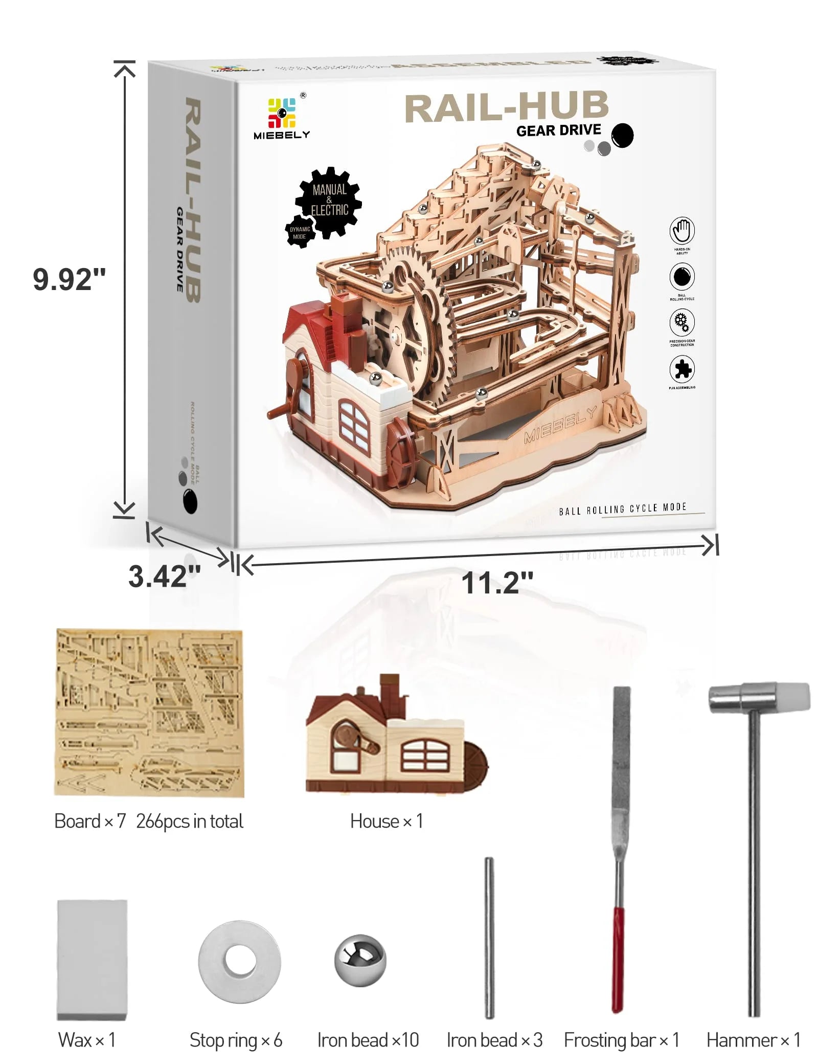 3D Wooden Puzzles Marble Run Model Building Kits with Motor F80552