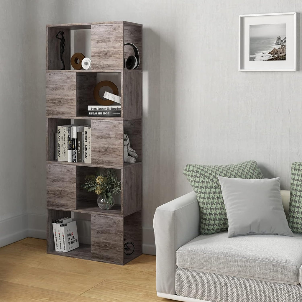 Grey 5 Tier Wood Bookcase Q167614