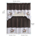 Coffee Embroidered 3-Piece Kitchen Curtain Tiers & Swag Set, 58x36 & 28x36 inches X750