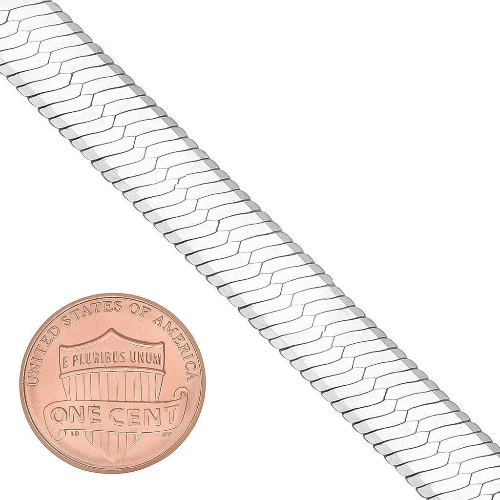 8.7mm Solid .925 Sterling Silver Flat Herringbone Chain Bracelet L7948
