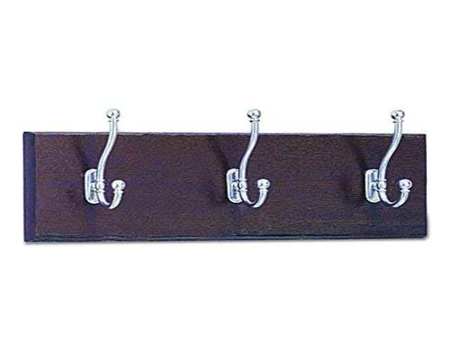 Wood Wall Rack 3 Hook Mahogany/Silver Y791059