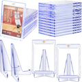 20 Pieces Magnetic Card Holders with 10 Packs Clear Acrylic Stands 35 Pt Clear Trading Cards Cases Protectors L425