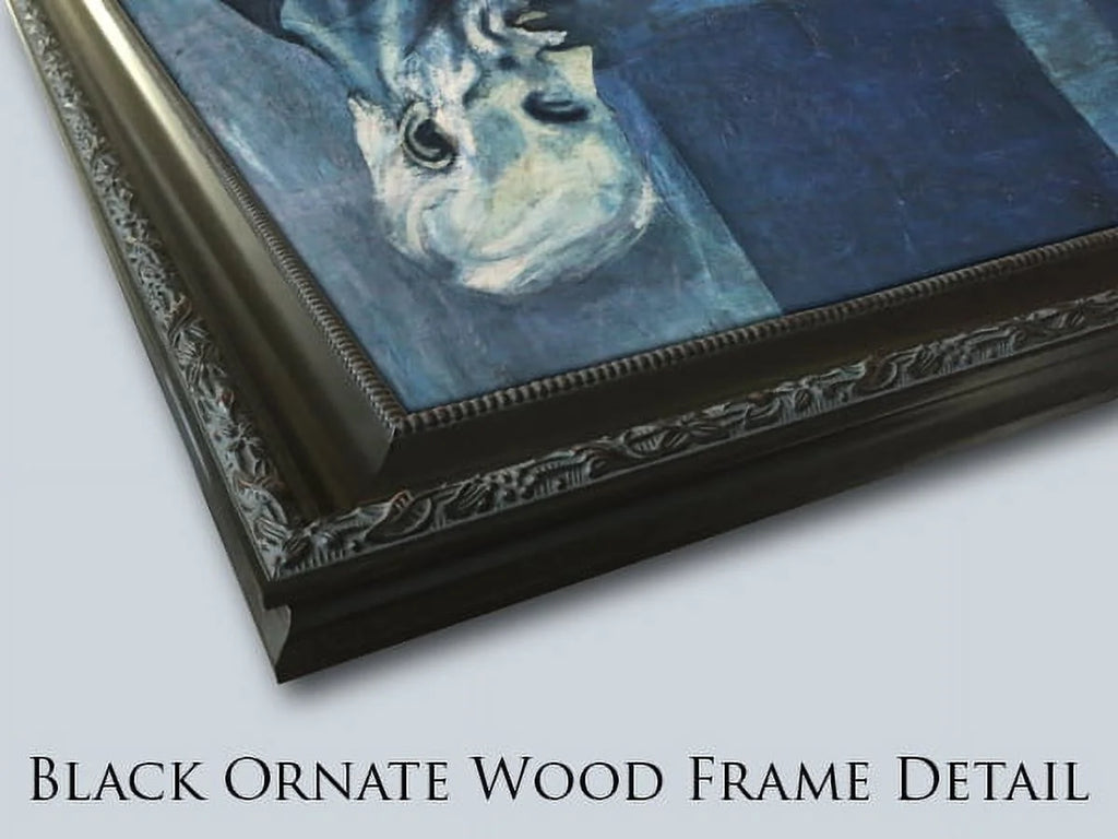 Large Black Ornate Wood Framed Canvas Art O419216