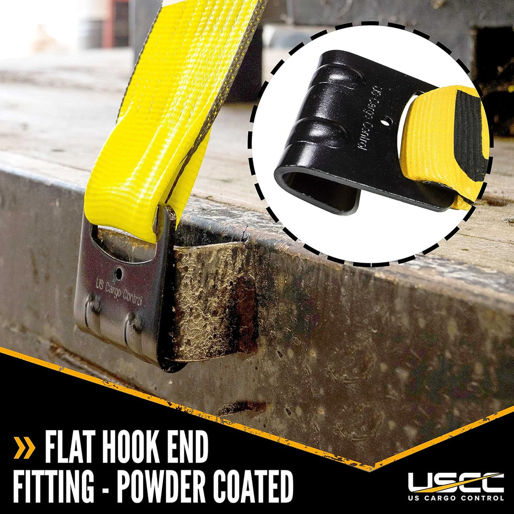 Yellow Ratchet Strap with Flat Hooks X31192