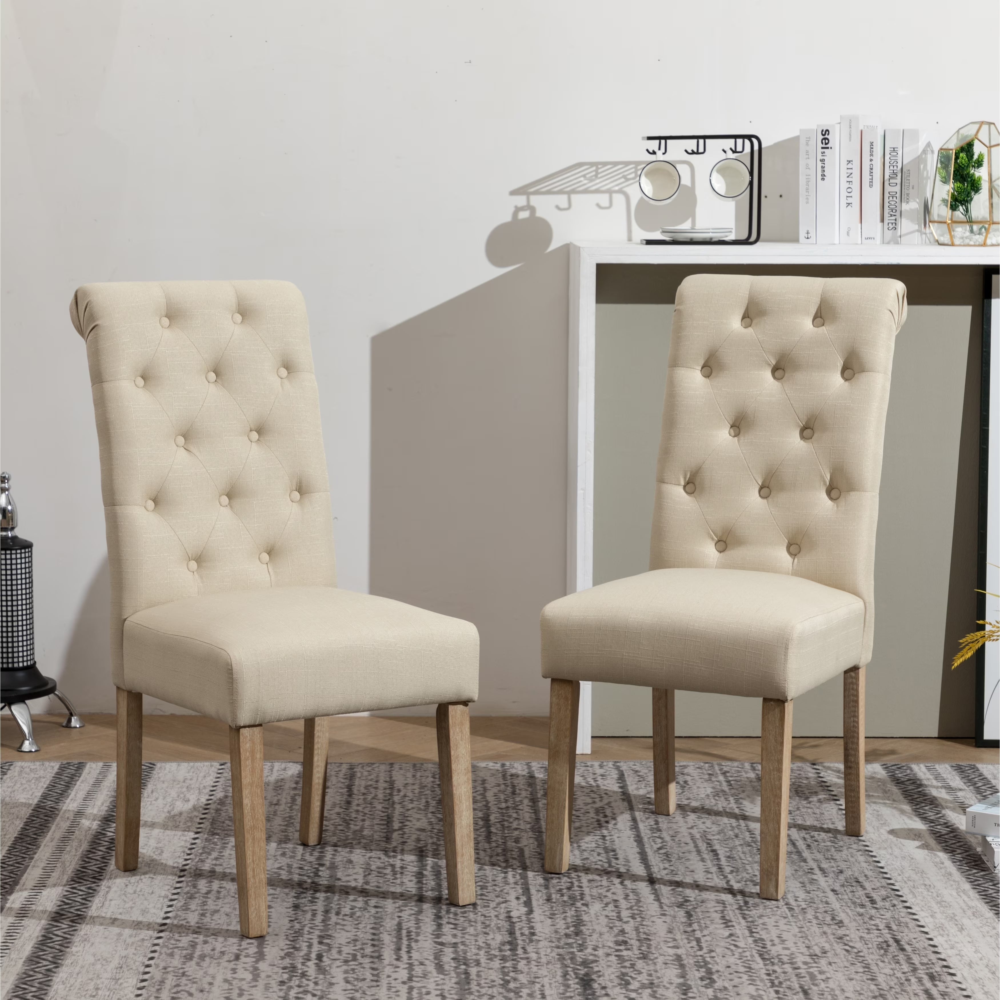 Tan Upholstered Parsons Dining Chair Set of 2 W698