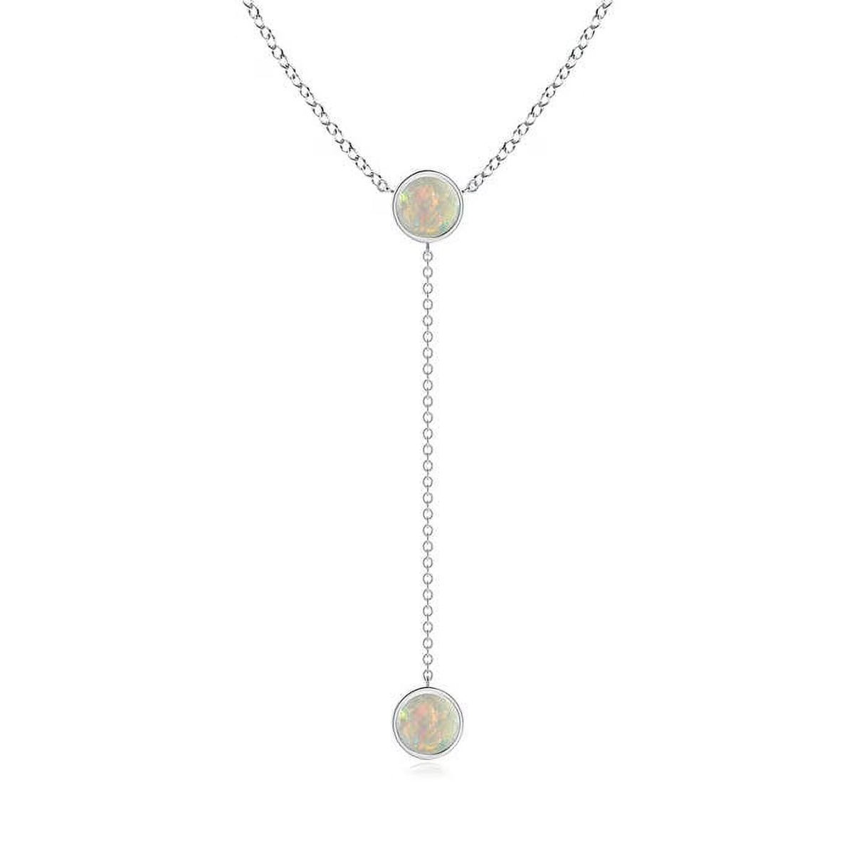 14K White Gold Opal Pendant Necklace O1215