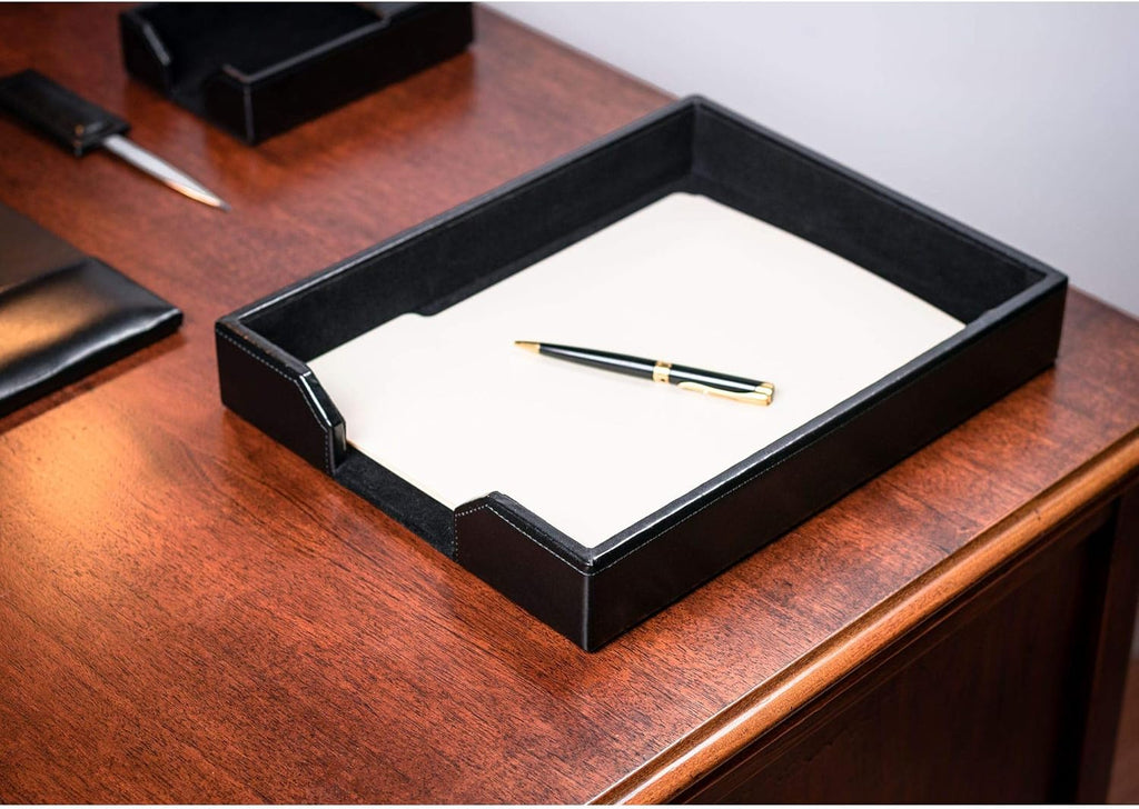 Black Bonded Leather Letter Tray F98416