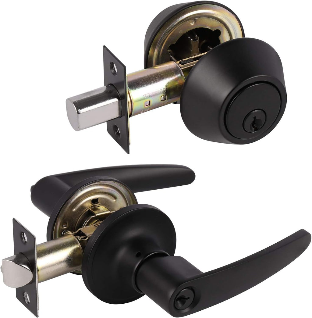 Matte Black 10 Pack Door Lever Set S591