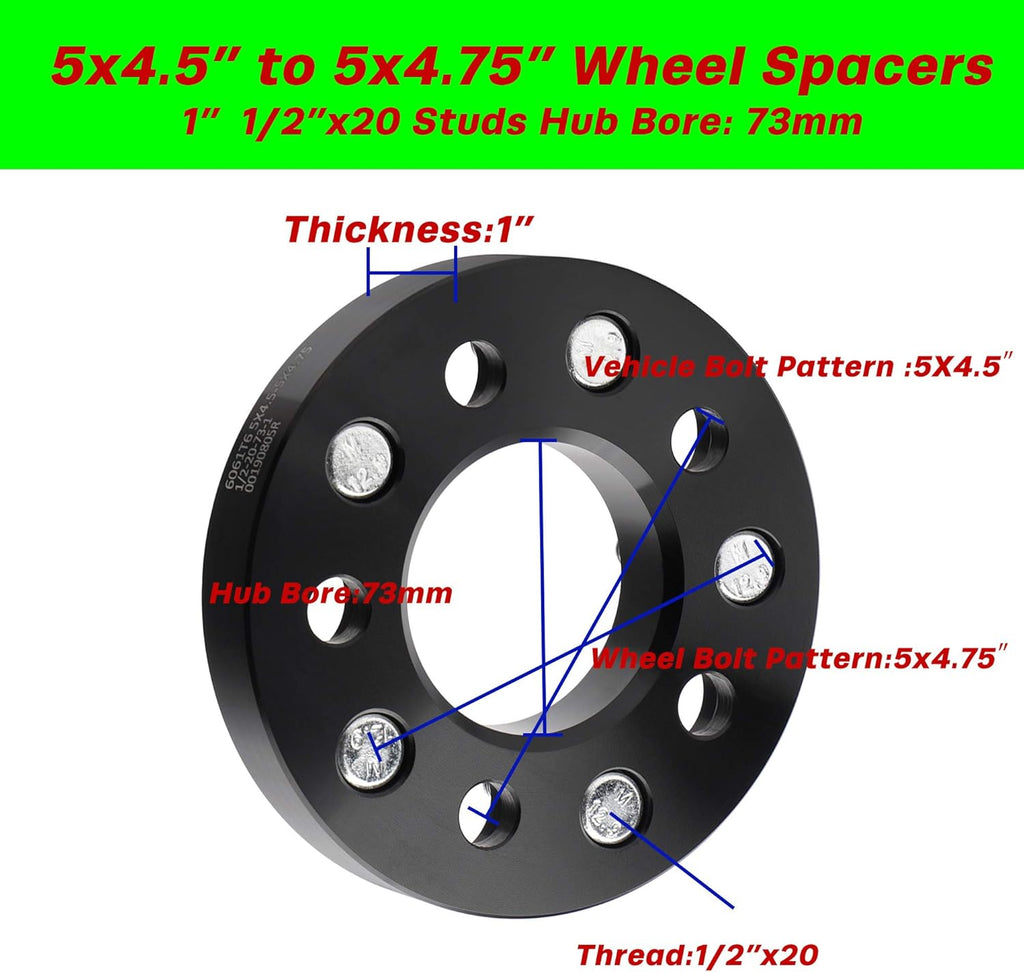 5x4.5 to 5x4.75 Wheel Adapters, 1 inch, 73mm Hub Bore S193472