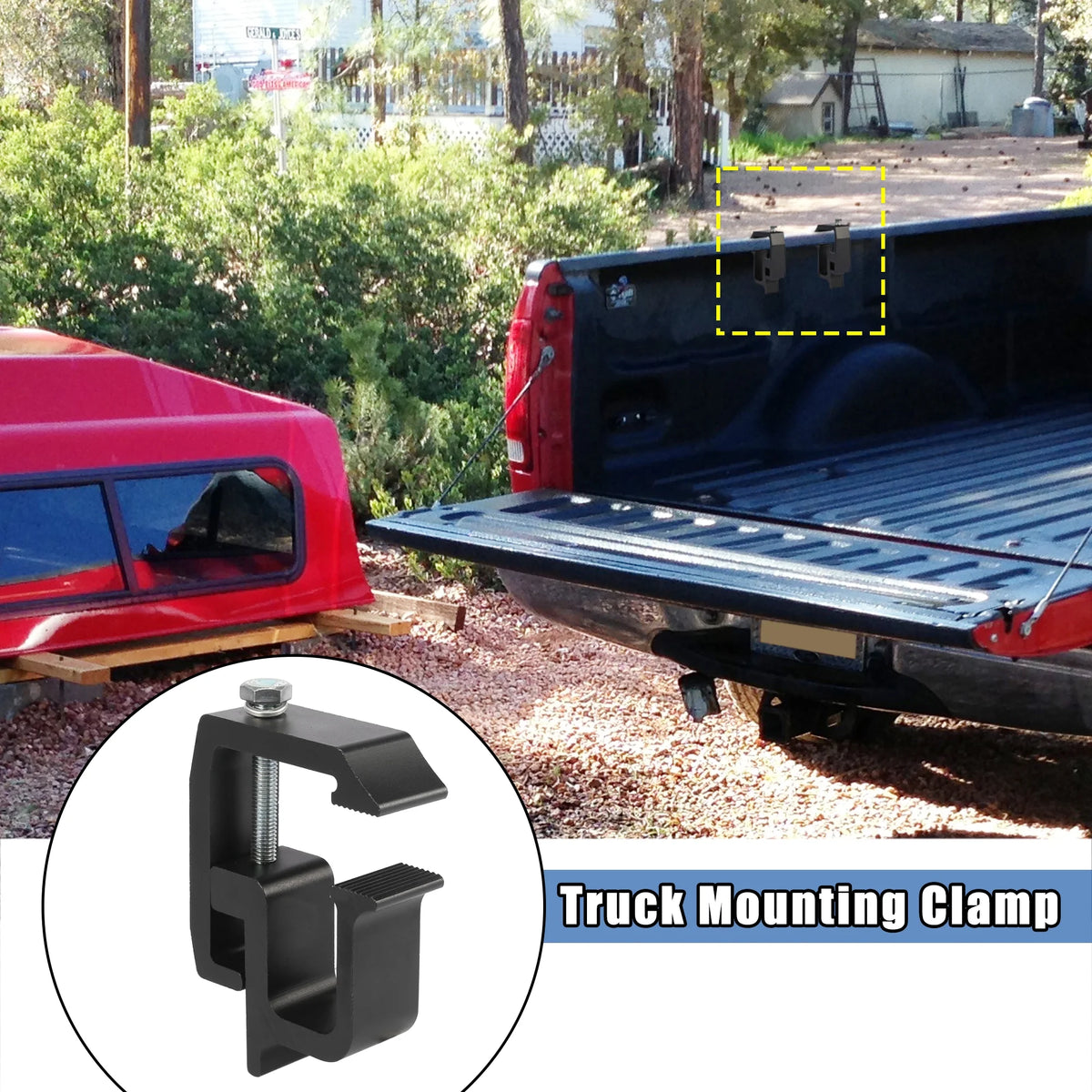 Black Aluminium Alloy Truck Cap Mounting Clamps, 4 Pcs Q256