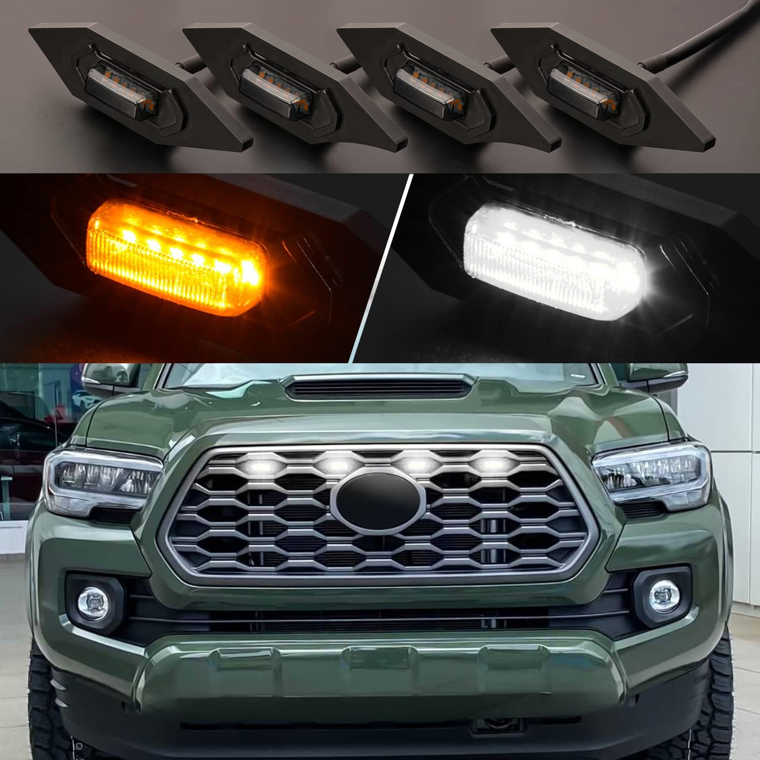 4pcs LED Grill Lights Compatible With OEM Grille Q15721